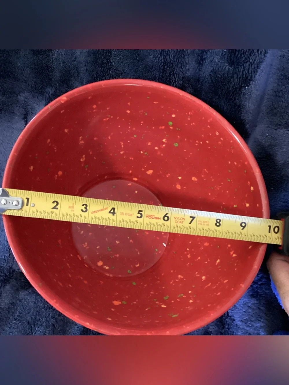 Rachel Ray Red Melamine Confetti Garbage Speckled Mixing Bowl 10” Rubber Bottom